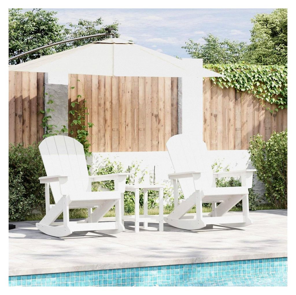 Garten Lounge Set 3-teilig Weiß Standard 38 x 38 x 46 cm HDPE Gartenstühle Terrassenstuhl für Garten Pool Terrasse Esszimmer Gartenmöbel