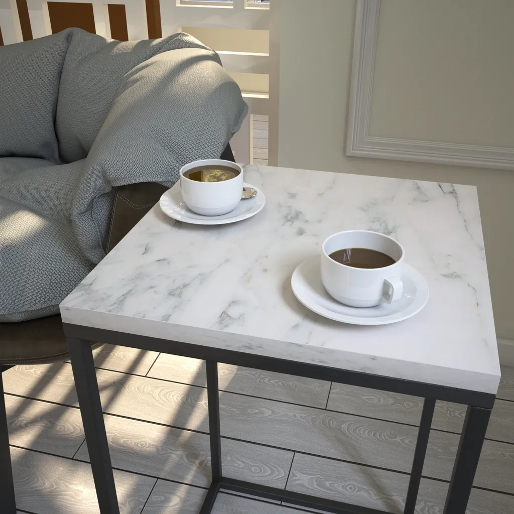 Table d'appoint design effet marbre blanc Skye Decor Pure Marmo