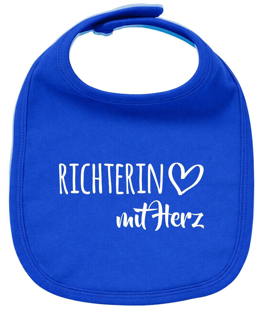 Huuraa Baby Lätzchen Richterin mit Herz Royal Blue Klettverschluss Baumwolle Latz Geschenkidee