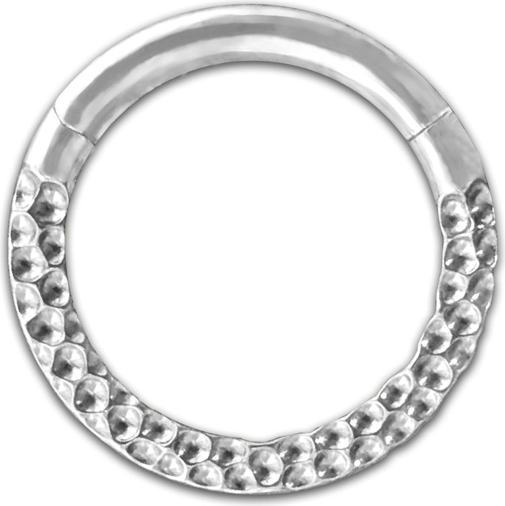 viva-adorno Nasenpiercing Segmentring mit Scharnier Clicker Titan G23 gehämmert Piercing Ring Nasenring Septum Lippe Helix Ohrpiercing Z584, silber