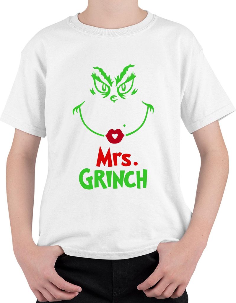 Mrs. GRINCH Weihnachten Lustig Weihnachtsfrau Grinch Geschenk Uni Kinder T-Shirt, Weiß, 116