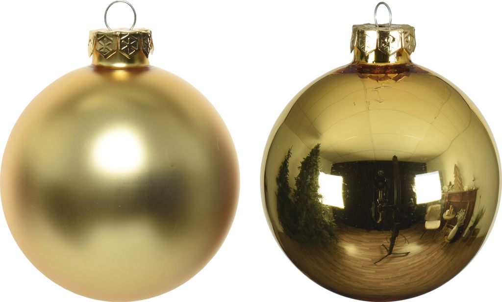 Weihnachtskugeln Glas 8cm 16 Stück - Hellgold Produktbild 