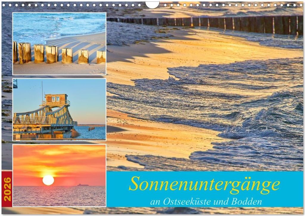 Sonnenuntergänge an Ostseeküste und Bodden (Wandkalender 2026 DIN A3 quer), CALVENDO Monatskalender