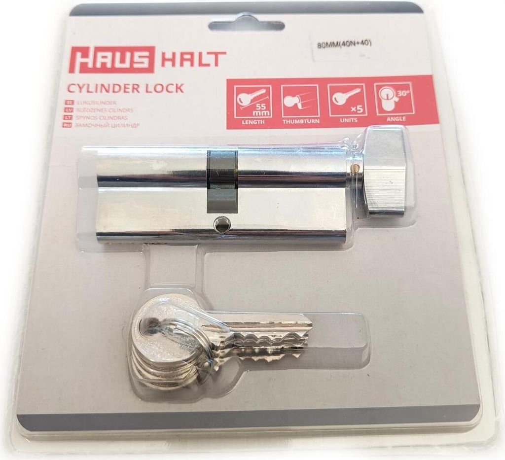 Knaufzylinder 80mm 40+40K Zylinderschloss mit Knauf, Produktbild 