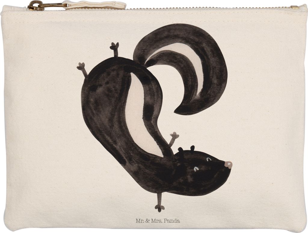 Mr. & Mrs. Panda Stoffbeutel Stinktier Handstand Grösse XL Große - Weiß - Geschenk, Skunk, Mäppchen, Wildtier, Pouch, Raubtier, Baumwolltasche,...