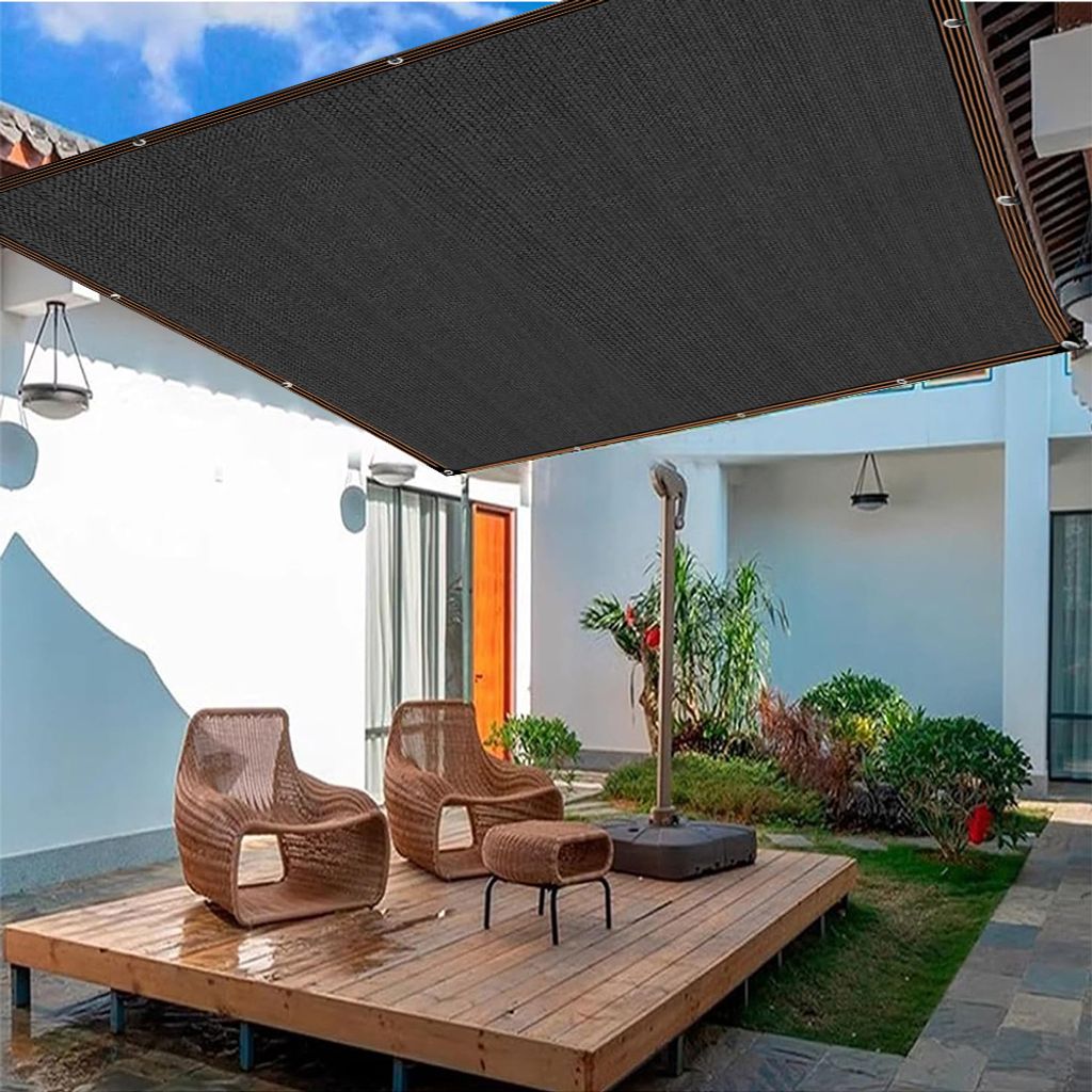 Sonnensegel 3x4M, Schattierungsnetz mit ösen Schwarz Schattennetz Atmungsaktiv 95% Sonnenschutz Netz für Gewächshaus Garten Balkon Terrasse