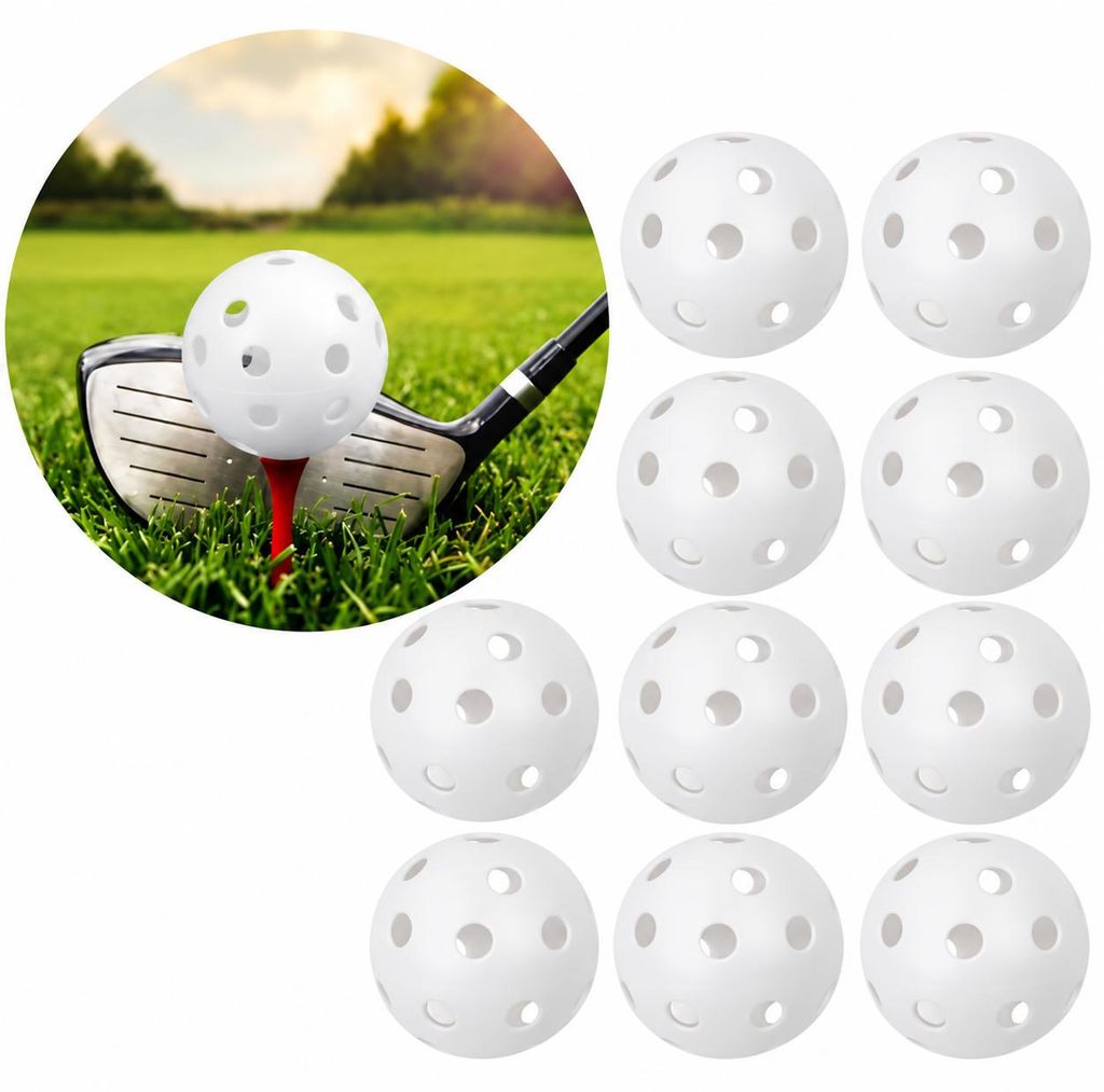 INF Trainingsgolfballen met gaten 10-pack Wit Productafbeelding 