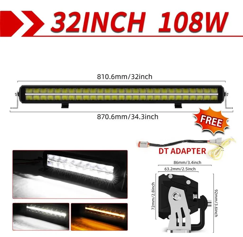 Barre lumineuse LED étanche 32" double rangée antichoc et robuste - 2
