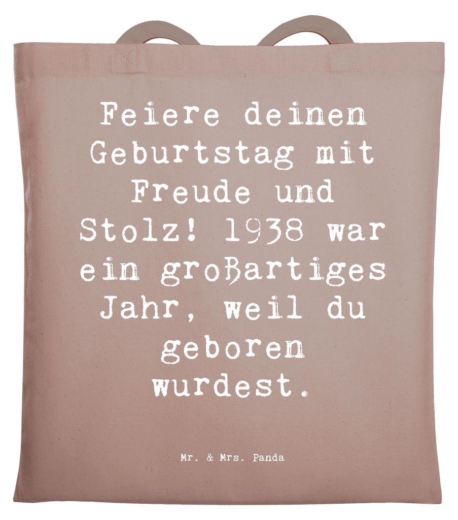 Mr. & Mrs. Panda Stoffbeutel Spruch 1938 Geburtstag - Braun Pastell - Geschenk, Freude, Feiern, Shopping Tasche, Geburtstagsgeschenk, Happy Birthda...