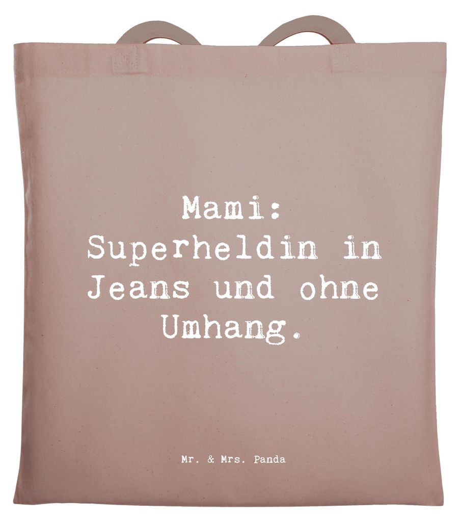 Mr. & Mrs. Panda Stoffbeutel Spruch Mami Superheldin - Braun Pastell - Geschenk, Laptoptasche, Jeans, Alltag, Stärke, Handarbeit, Lächeln, Beutel...
