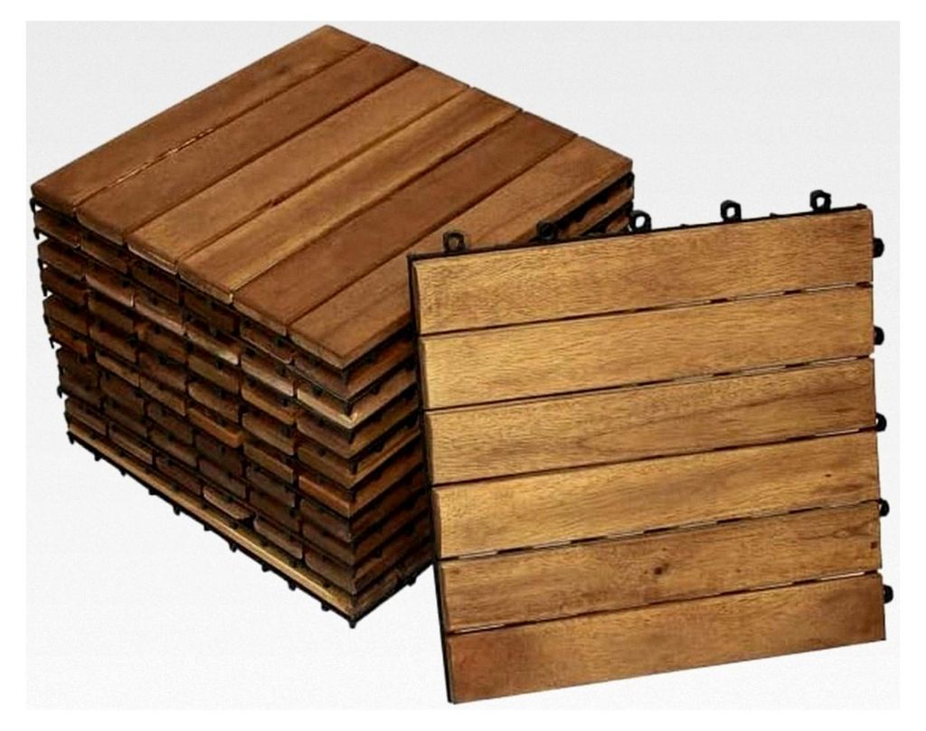 Holzfliese aus massivem Akazienholz, geölt, 11 Fliesen für 1m², 30x30 cm, Bodenbelag mit Drainage, Balkon- und Terrassenfliesen