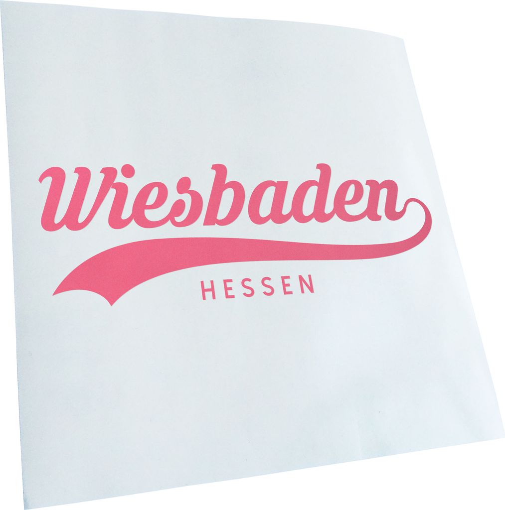 Kiwistar - Autoaufkleber - Wiesbaden Hessen - Hellrosa - 40x13cm - Aufkleber für Auto, Laptop, Fahrrad, LKW, Motorrad mehrfarbig JDM Decal Racing
