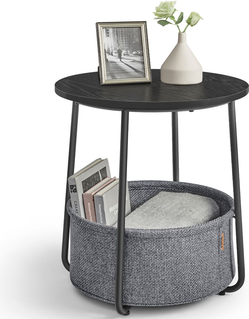 VASAGLE Beistelltisch, rund, mit Korb, Ø45 cm, Produktbild 
