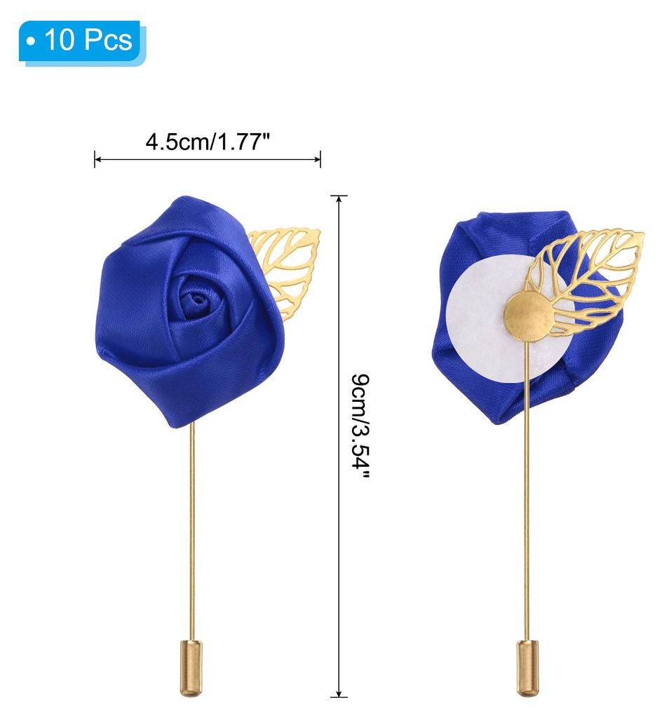 Rosenanstecker, 10er Pack Br?utigam Hochzeitsanstecker Taschenhandgemachte Blumen Reversnadeln fš¹r M?nner Hochzeitszeremonie Party Prom, Tiefblau
