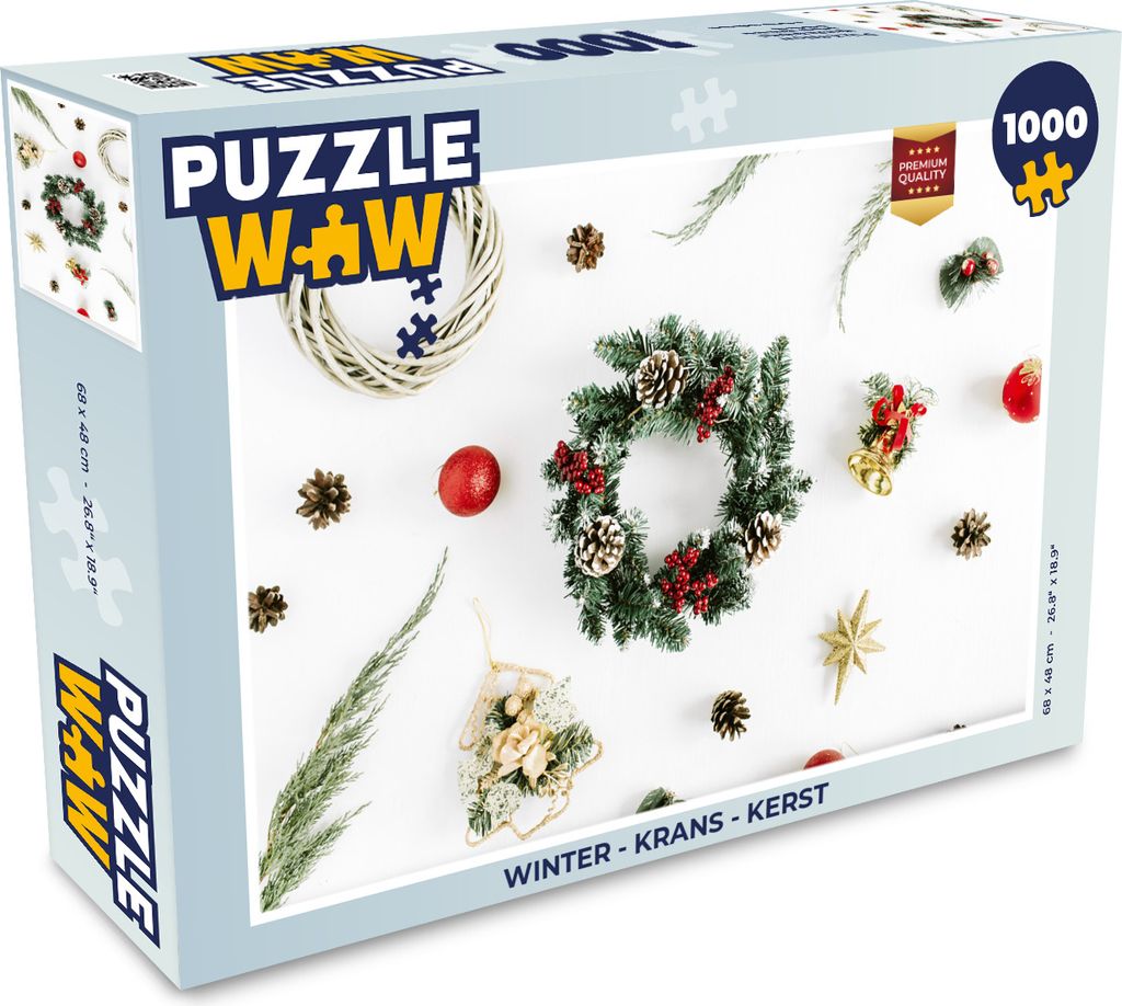 MuchoWow Puzzle 1000 Teile Winter - Kranz - Weihnachten - Erwachsene - Rätsel