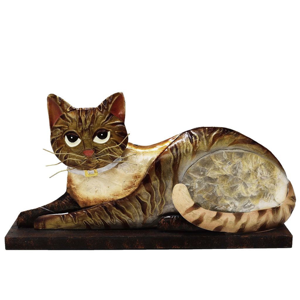 Dekofigur Katze liegend Katzenfigur Figur Metallfigur Blechfigur Dekoration Mieze