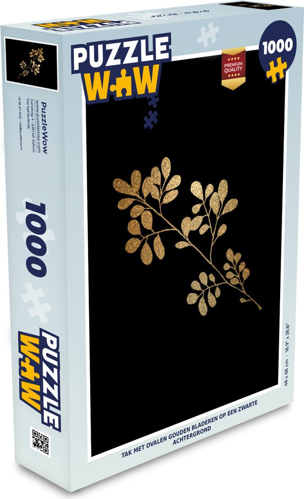 MuchoWow Puzzle 1000 Teile Blätter - Zweig - Gold - Spielzeug - Alt und Jung - Spiele - Puzzeln
