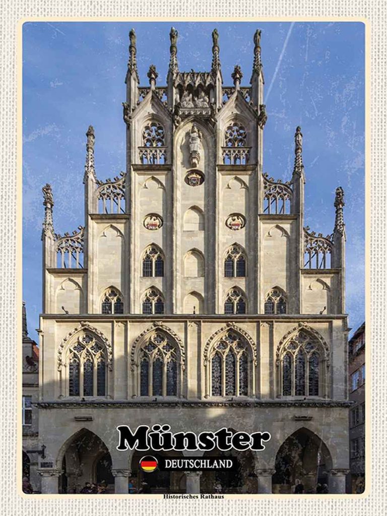 vianmo Holzschild 40x30 cm Münster Historichesrathaus Straße Stadt