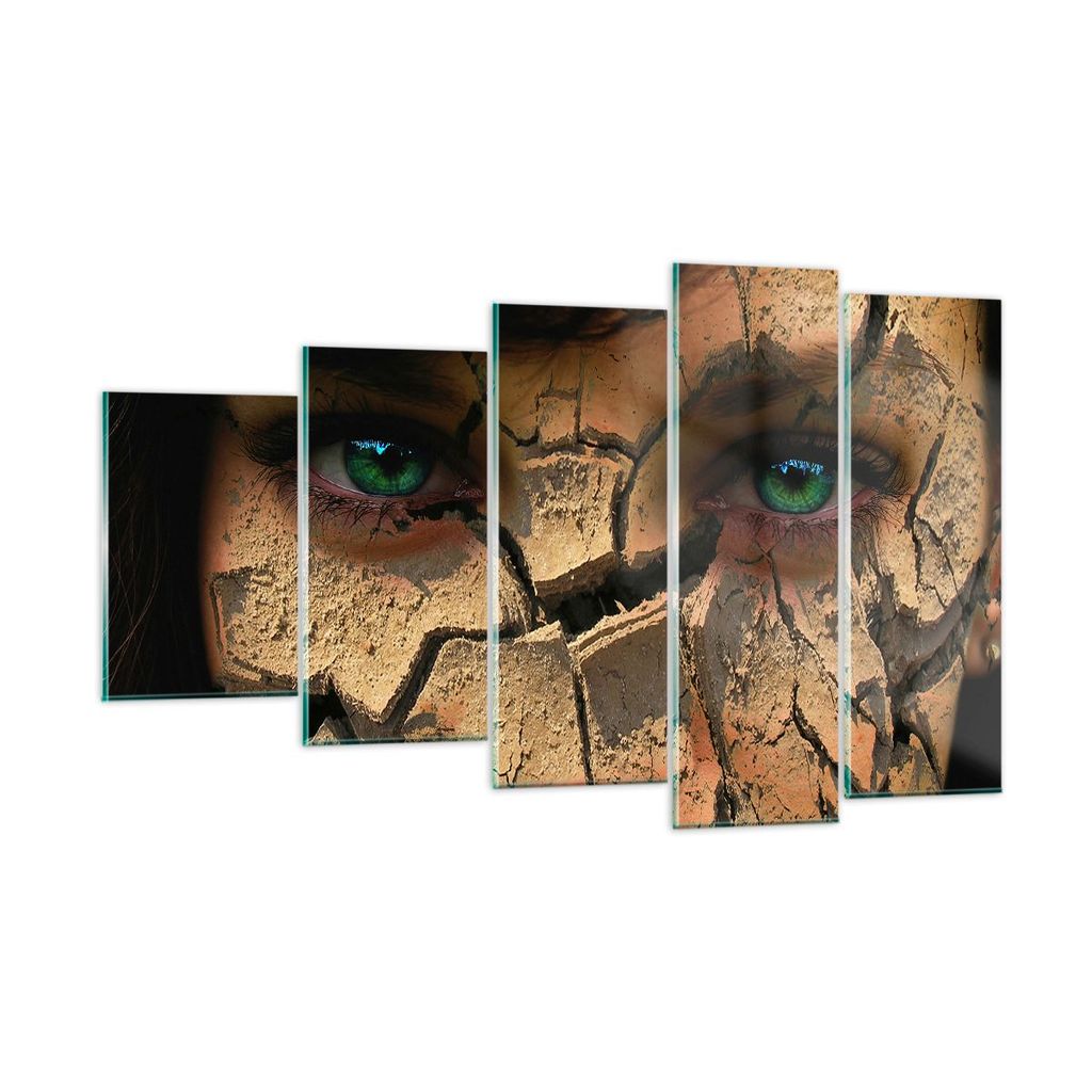 Bilder auf glas - Frau Gesicht Haut geknackt - 100x60cm - Glasbilder - Wandbilder - Kunstdruck - zum Aufhängen bereit - Wanddekoration aus Glas - ...