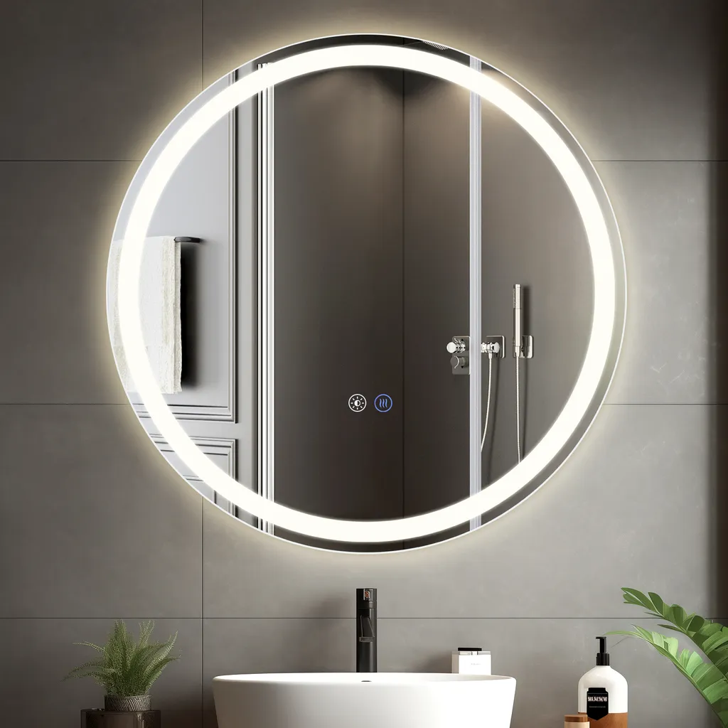 Grand Miroir Rond LED 80 cm pour Salle de Bain : Éclairage Personnalisé