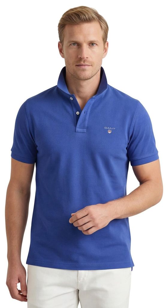 Gant Baumwoll-Poloshirt Regular Fit Blau 2-Knopf