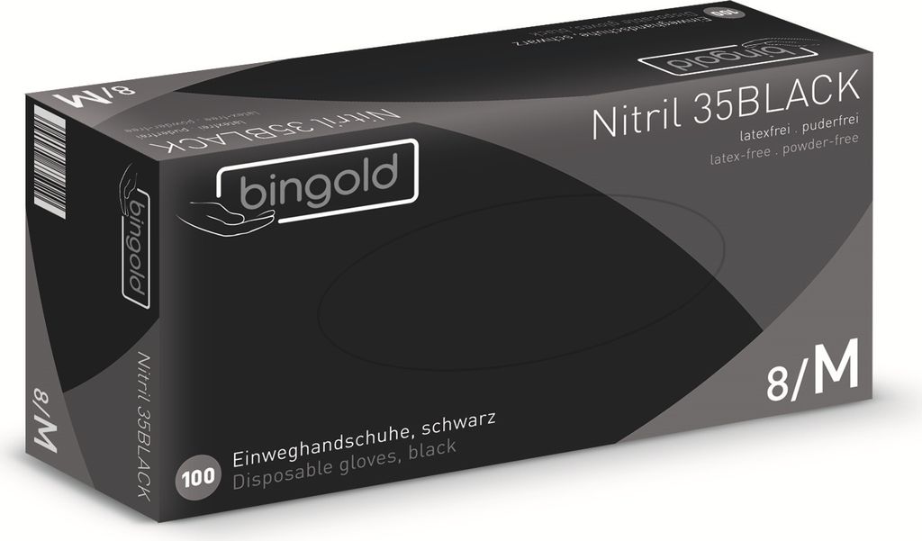 Bingold Nitrile 35 nero taglia M 100 pezzi Immagine del prodotto 