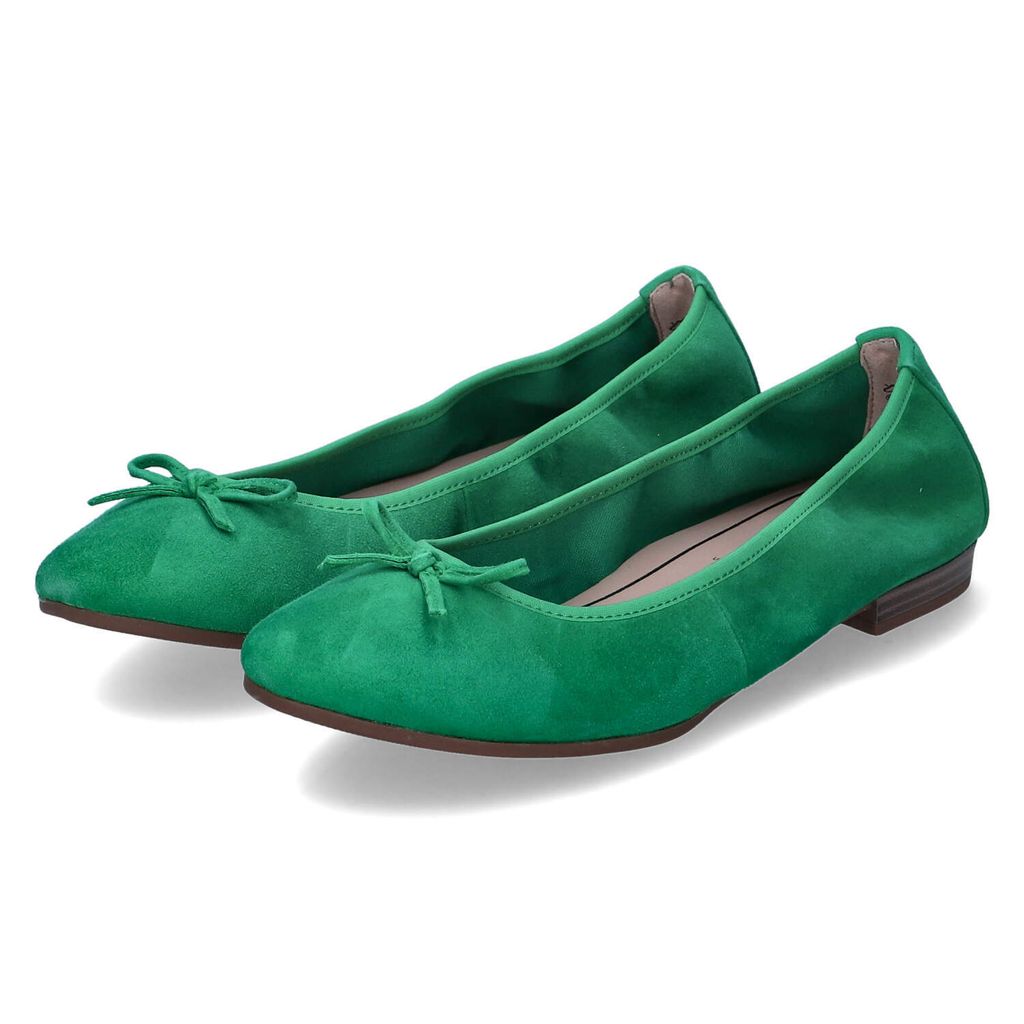 Tamaris Damen Ballerinas Grün Rauleder Größe: 36 Produktbild 