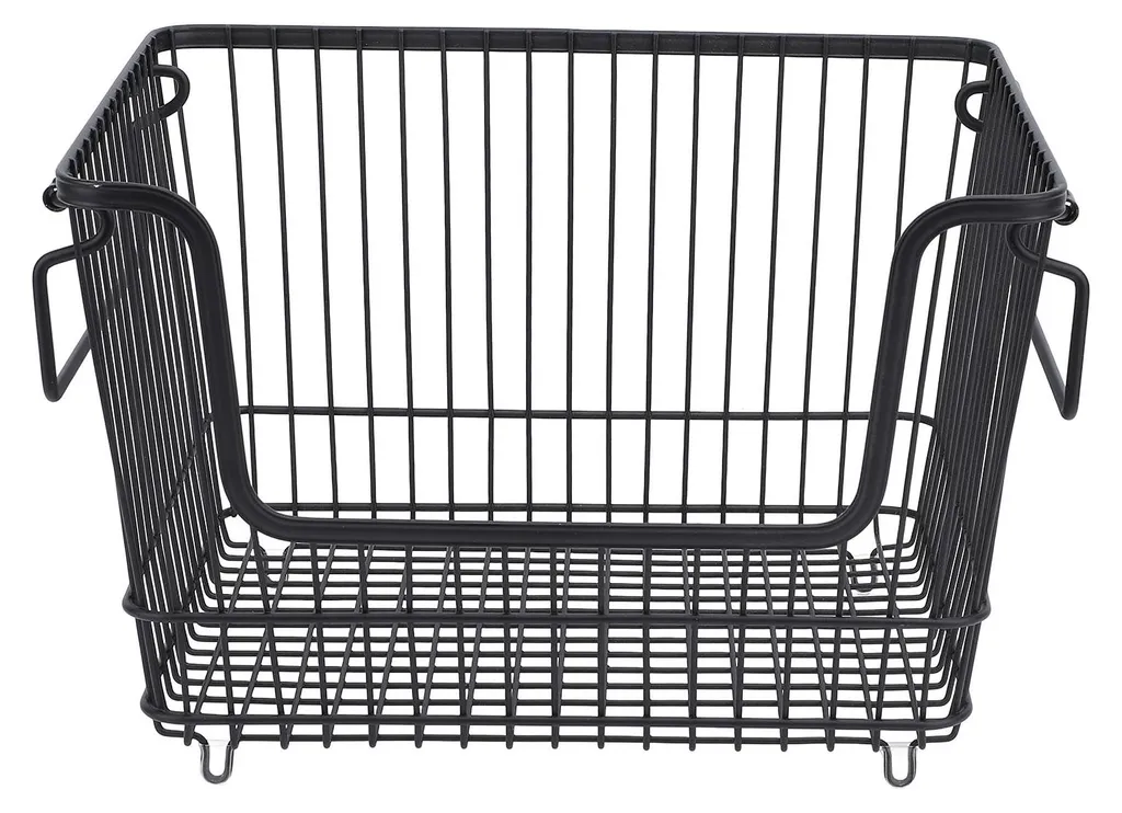 Panier de rangement congélateur noir contre le désordre, métal Taille L