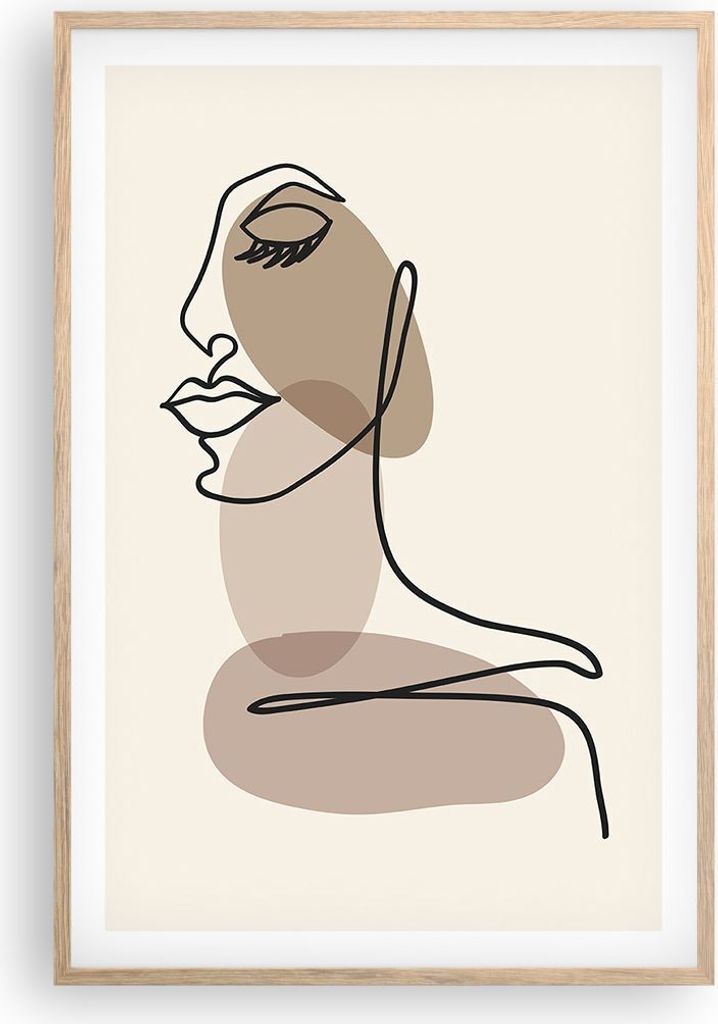 Gerahmtes Poster - Rahmen in heller Eiche - Linie Kunst Produktbild 
