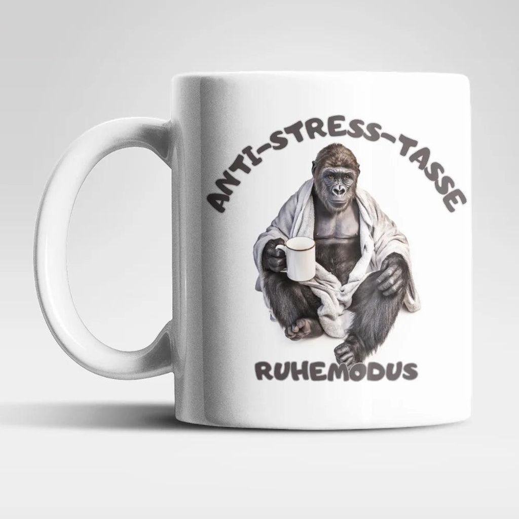Anti Stress Ruhemodus Gorilla Kaffeetasse Teetasse Tasse Geschenkidee 325 ml