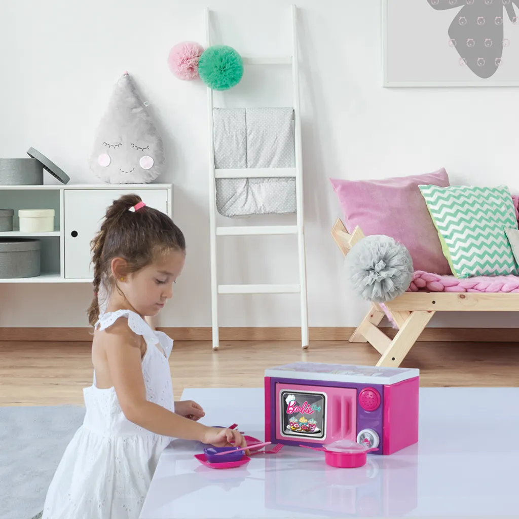 Micro-ondes Interactif Barbie Dolu Rose avec Bruits de Cuisson - 4