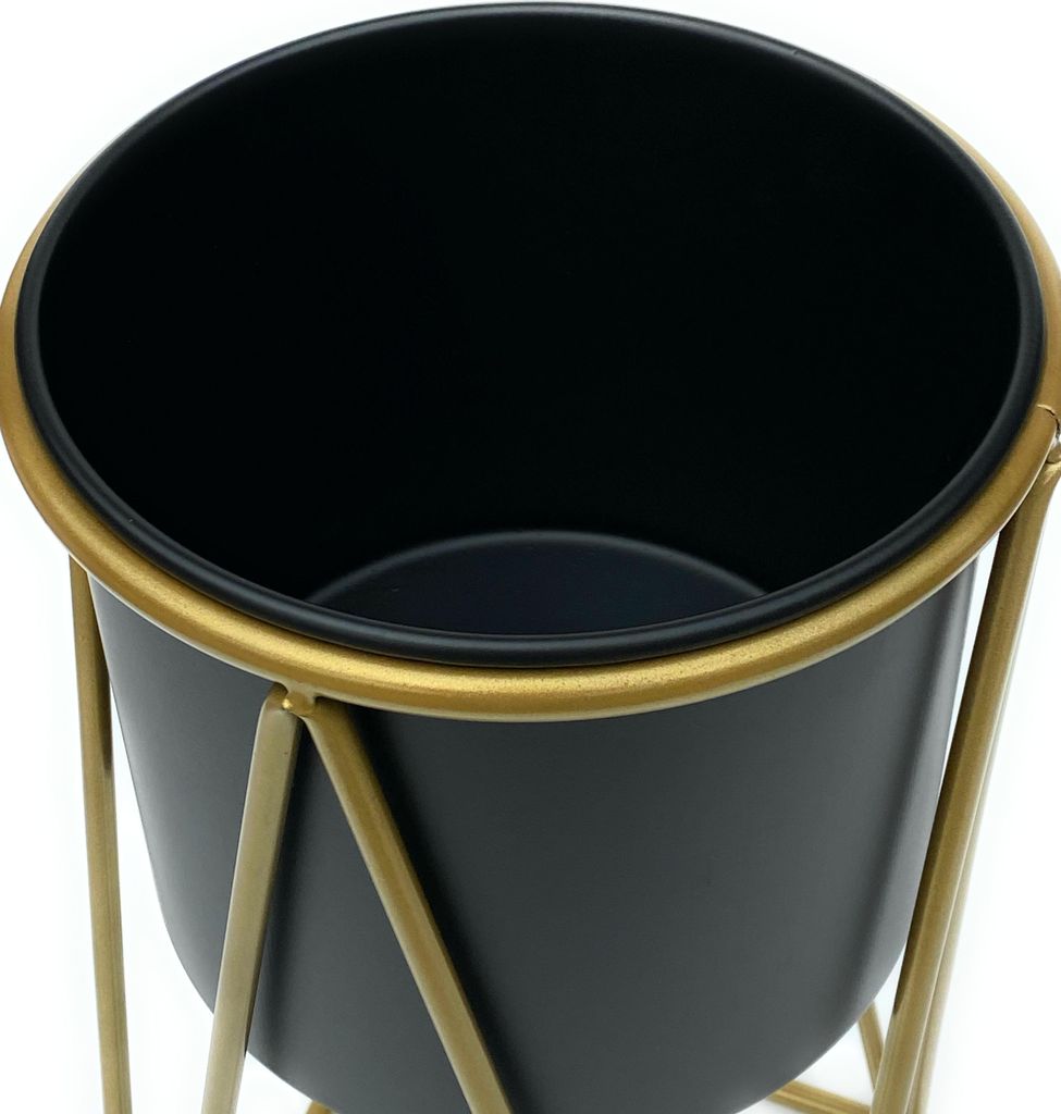 DanDiBo Sgabello Portafiori In Metallo Con Vaso – Dorato/Nero, Altezza 47 Cm, Portata 20 Kg, Per Piante E Fiori - 4