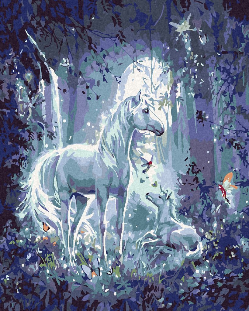 Zuty - Malen nach Zahlen - EINHORN NACHTS, 40x50 cm, ohne Keilrahmen