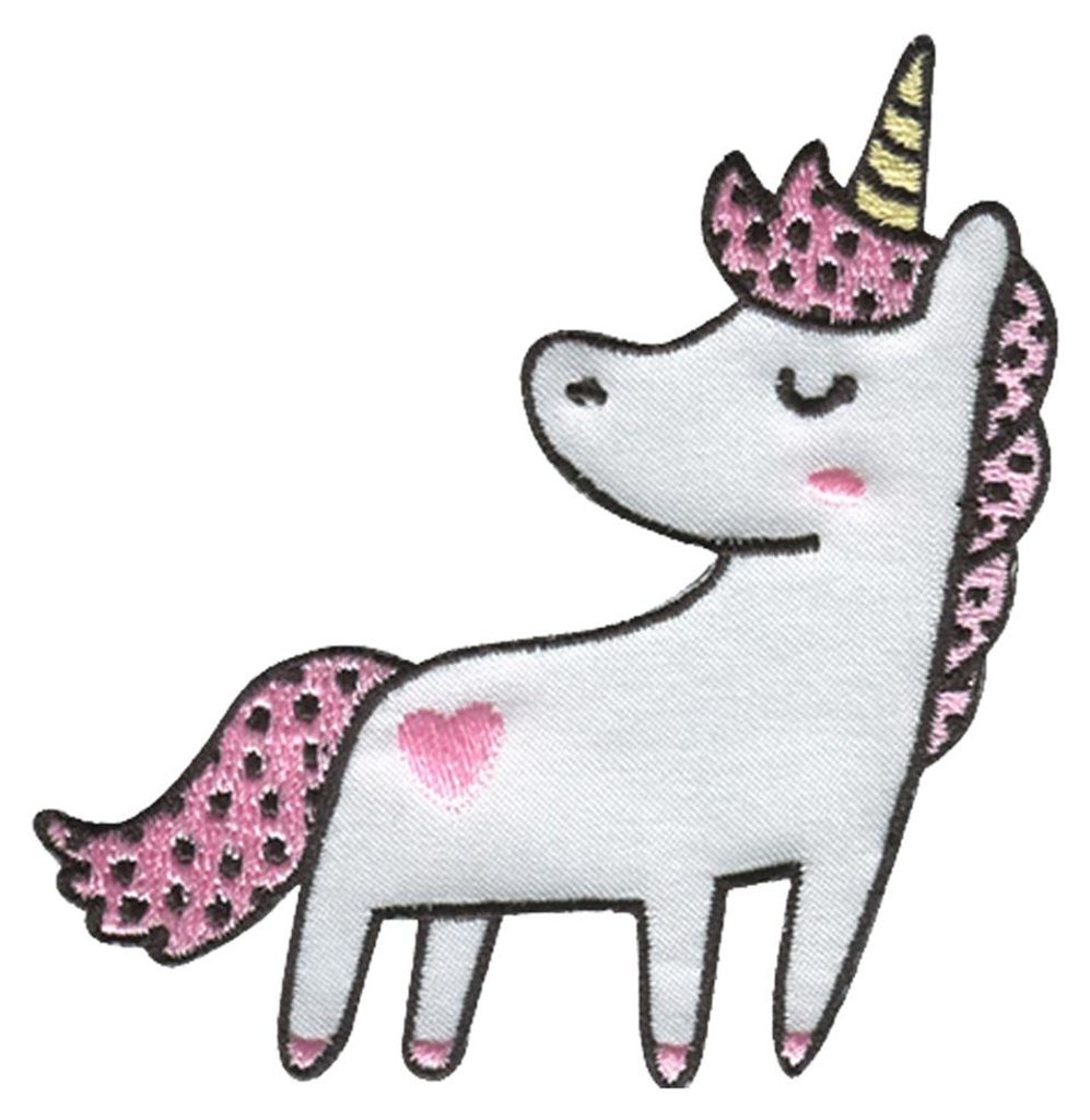 Einhorn mit Herz - Aufnäher, Bügelbild, Aufbügler, Produktbild 