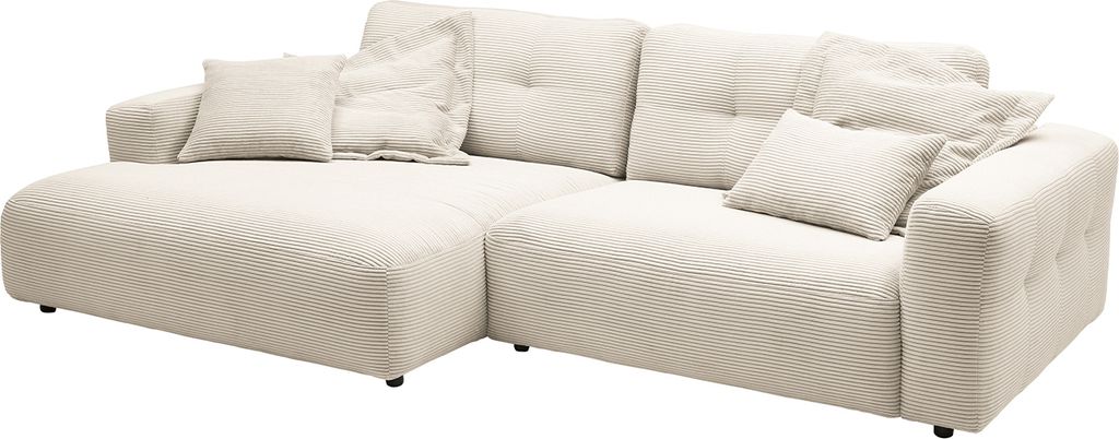 KAWOLA Sofa MIKA Ecksofa Cord cremeweiß Longchair links