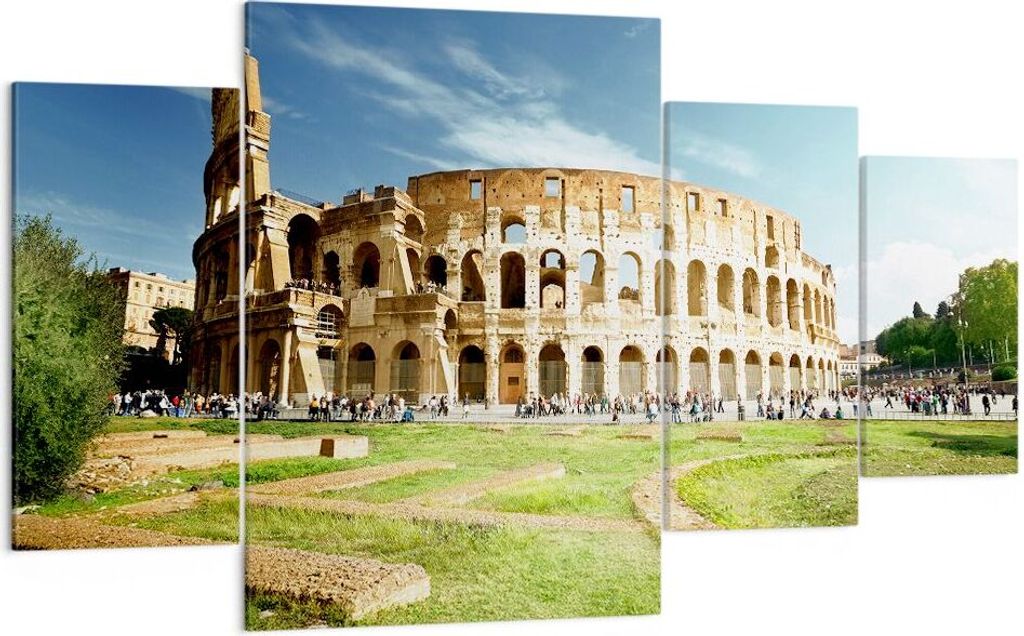 Bild auf Leinwand - Leinwandbild - Archäologie Architektur Italien Kolosseum - 160x90cm - Wand Bild - Wanddeko - Leinwanddruck - Bilder - Kunstdru...