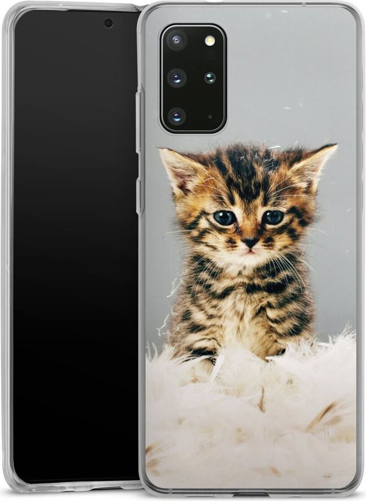DeinDesign Handyhülle für Samsung Galaxy S20 Plus 5G Silikon Hülle Case Smartphone Schutzhülle Feder Haustier Katze