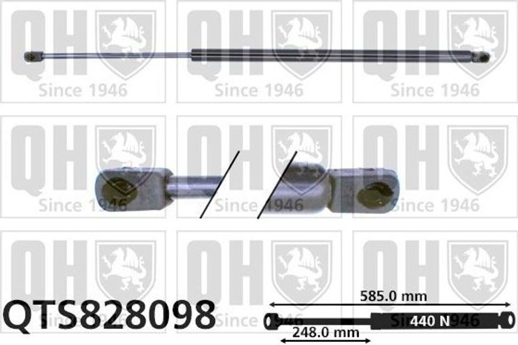 QUINTON HAZELL QTS828098 Gasfeder Heckklappendämpfer für SKODA OCTAVIA (1Z3) 585mm