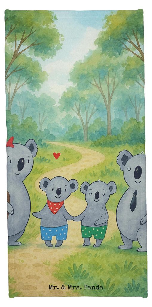Mr. & Mrs. Panda Strandtuch Koala Familie zwei Design - Weiß - Geschenk, Muttertag, Badhandtuch, Frottier, Koalabär, Handtuch, Badelaken, sportha...