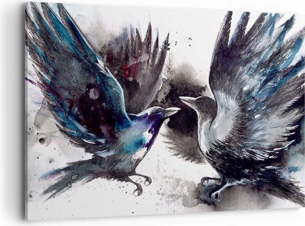 Bild auf Leinwand - Leinwandbild - Vogel Natur Feder - 100x70cm - Wand Bild - Wanddeko - Wandbilder - Leinwanddruck - Bilder - Kunstdruck - Wanddek...