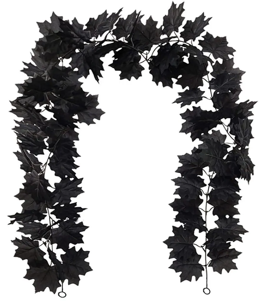 Guirlande automnale feuilles d'érable noires 180cm déco jardin maison