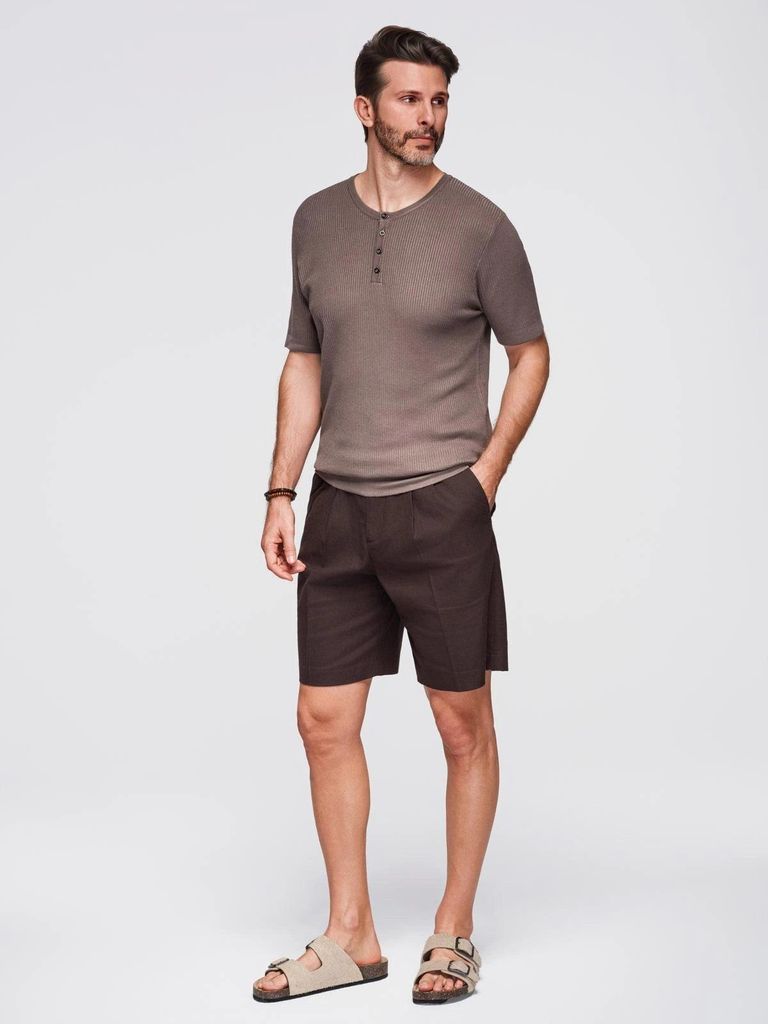 Ombre Clothing Kurzarmhemd für Männer Manueli Aschgrau L