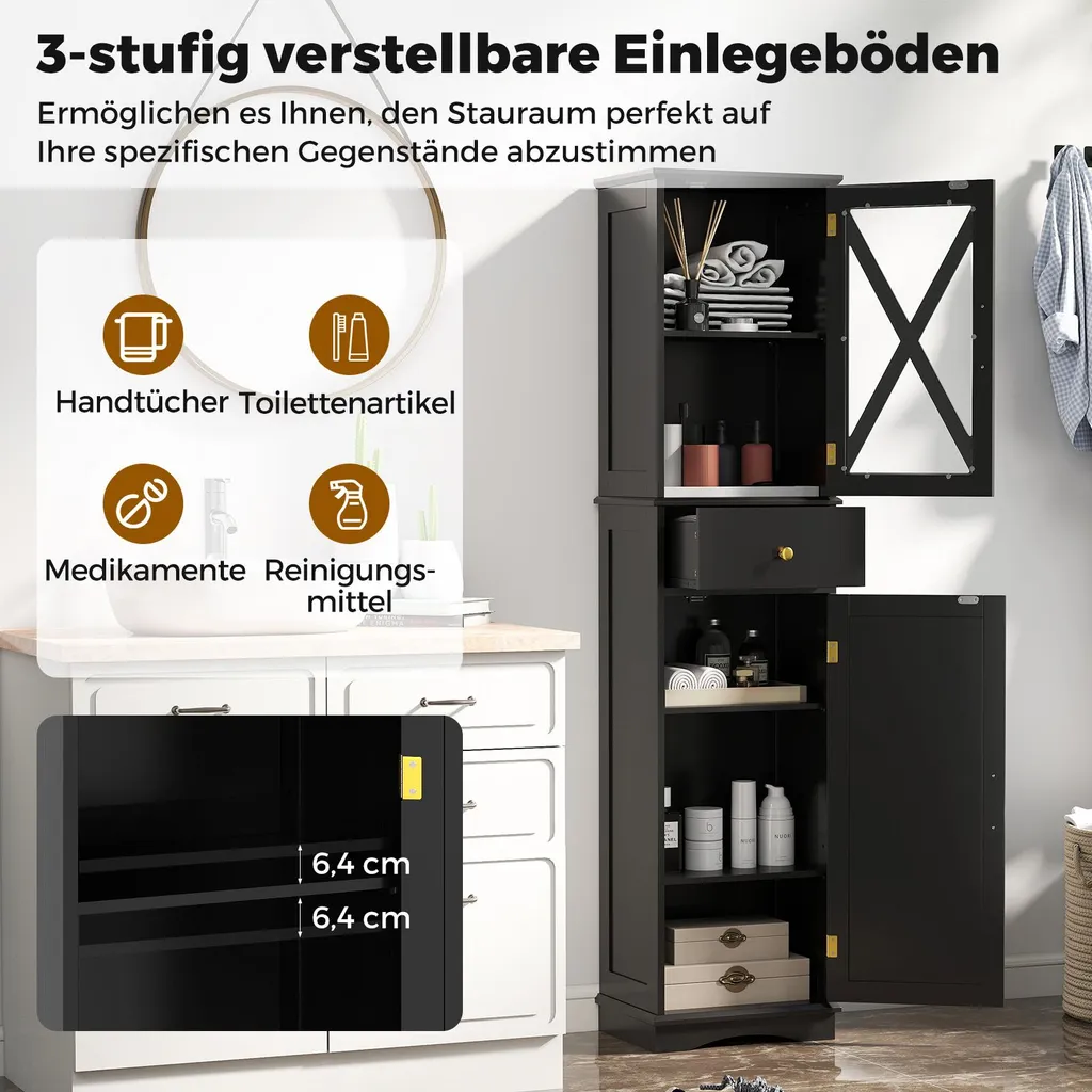 Rangement salle de bain vertical noir pour optimiser les petits coins - 4