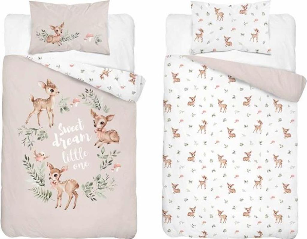 Bettwäsche, Baumwollbettwäsche für Kinder 90x120 5511a Reh