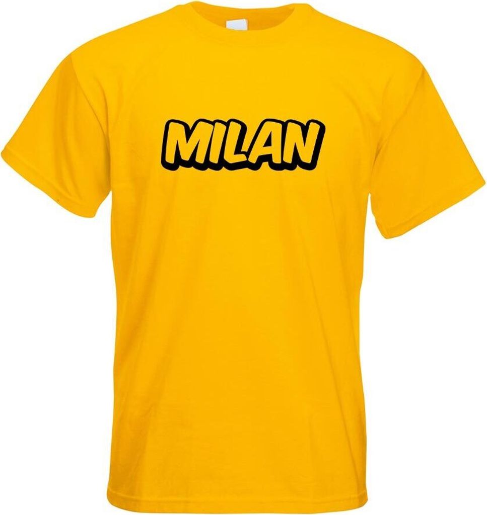 Kiwistar - T-Shirt - gelb - Milan Vorname Jungen Motiv Bedruckt Funshirt Design Print - mit Motiv Bedruckt - Funshirt Design - Sport - Freizeit - H...