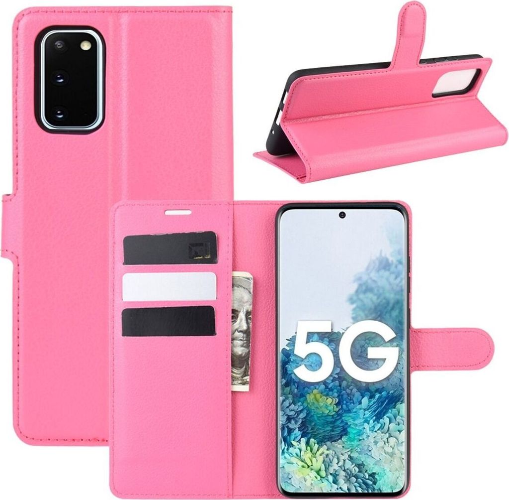 Schutzhülle für Samsung Galaxy S20 FE Case Handy Hülle Cover Case Schutztasche Wallet, Farbe:Pink