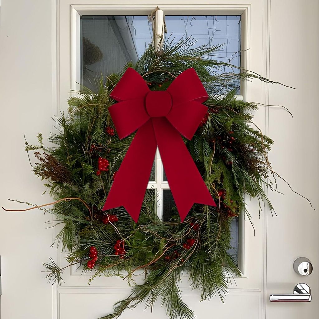 Rote Schleifen Weihnachten - 2 Stš¹ck Weihnachtsschleifen Gro? 21x31cm - Weihnachtsbaum Deko Schleife zum Basteln von Weihnachtskranz, Weihnachts...