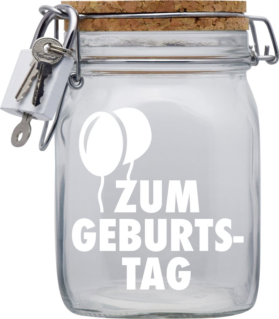 Spardose Geld Geschenk Ideen Zum Geburtstag Design1 Transparent Größe L 1 Liter