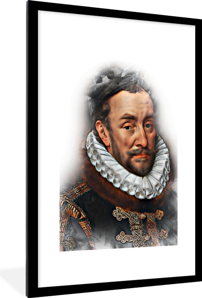 MuchoWow MuchoWow Gerahmtes Poster Wilhelm von Oranien - Adriaen Thomasz - Turm 60x90 cm - Poster mit zchwarzem Bilderrahmen - Dekoration - Wan...