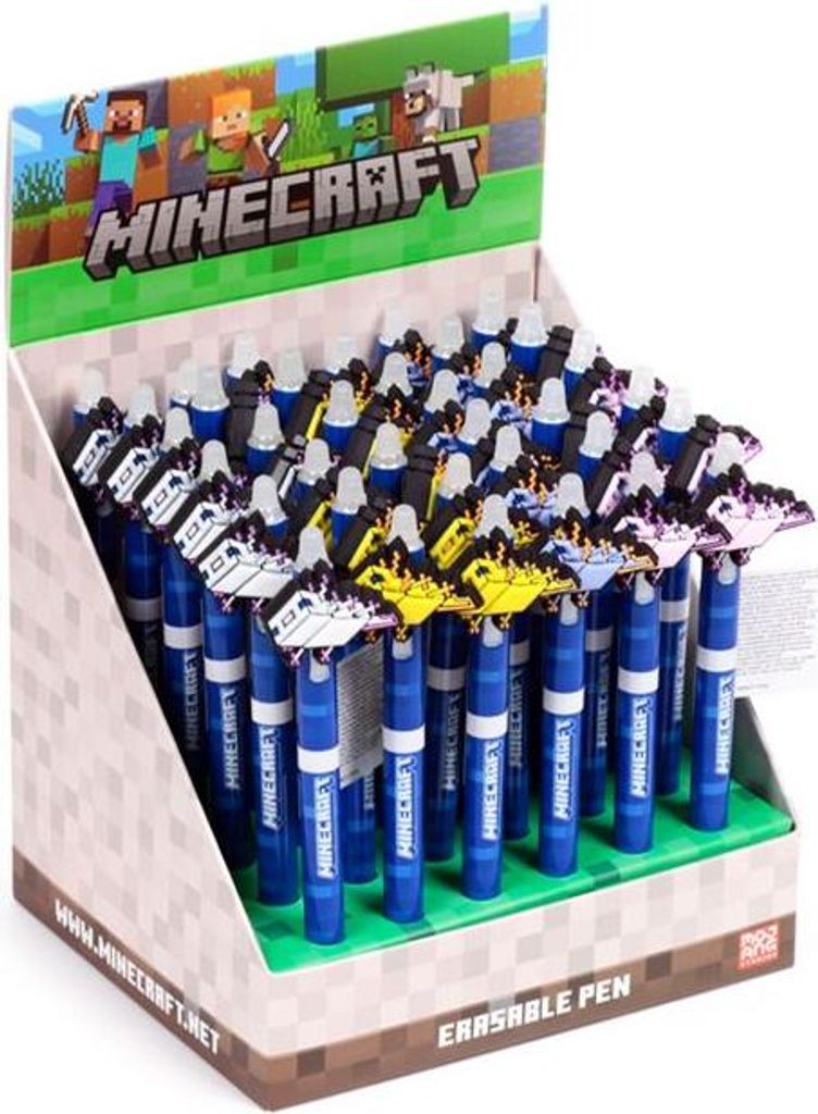 Minecraft Axolotl Stift, 4 Sorten, Sortiment, mit Radiergummi